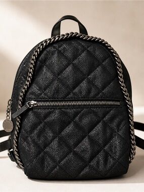 Stella McCartney Falabella Mini Backpack Black Chain Quilted – Read